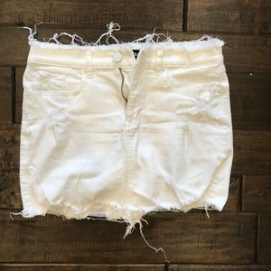 Express white frayed denim skirt